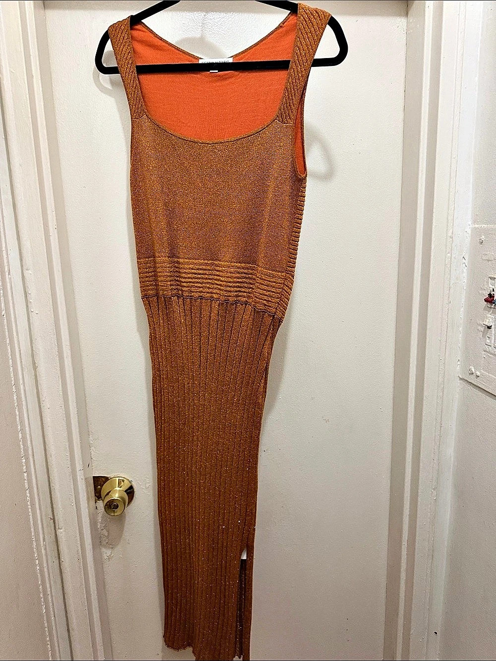 Esteban Cortazar Midi Shimmer Knit Dress Brown